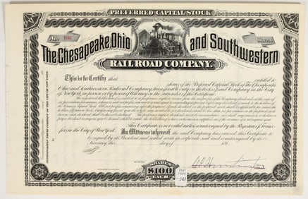 The Chesapeake, Ohio and Southwestern Railroad Co. Stock [200213]