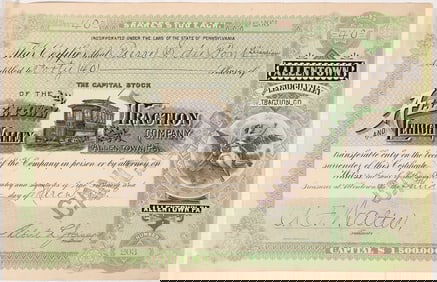 Pierre S. DuPont Signed Allentown Traction Stock Cert [192386]