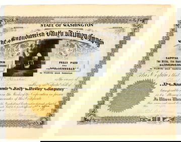 Snohomish Valley Railway Company Stock Certificate, 1907 [205374]