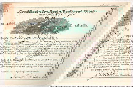 Russell Sage Signature on Milwaukee & St. Paul Railway Stock Certificate, 1870 [192067]