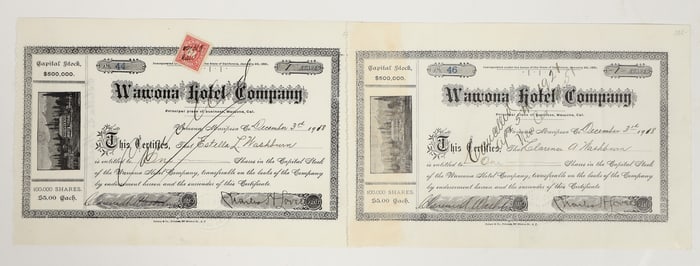 Wawona Hotel Company Stock Pair Issued to Washburn Family, Yosemite [197937]