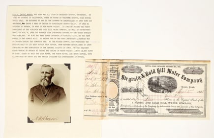 Virginia & Gold Hill Water Company Stock Certificate, 1868 [195900]