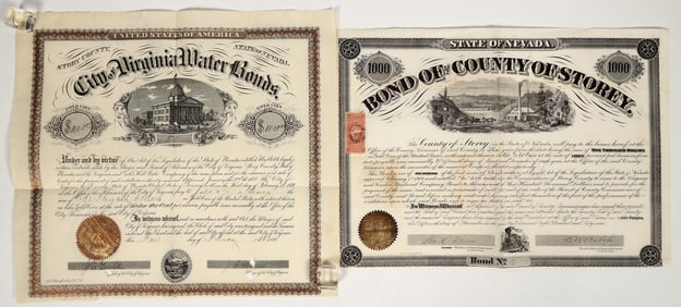 Two Virginia City, Nevada Bonds: Water & Railroad [200895]