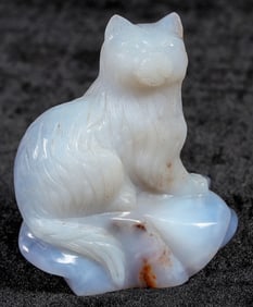 Blue Chalcedony Cat Statuette, c. 1900-1920 [201589]