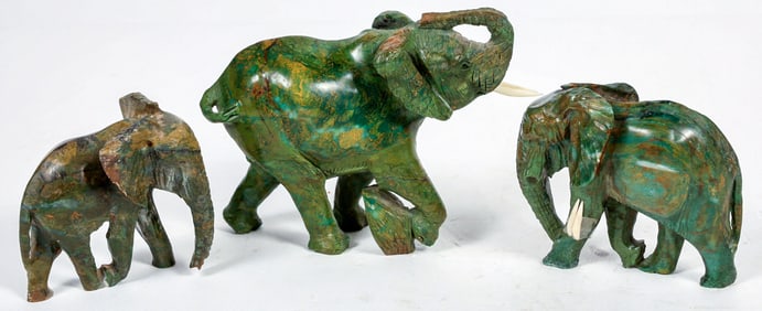 Verdite Elephant Trio, hand-carved Shona Art [204415]