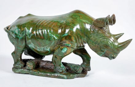 Verdite Rhinoceros Hand-Carved   [204413]
