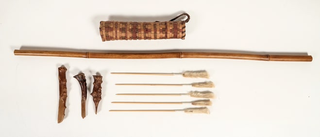 Cherokee/ Choctaw Blow Dart Gun/ Quiver/ Tools c.1900 [200508]