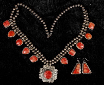 Marcella James Spiny Oyster Necklace Set [202797]