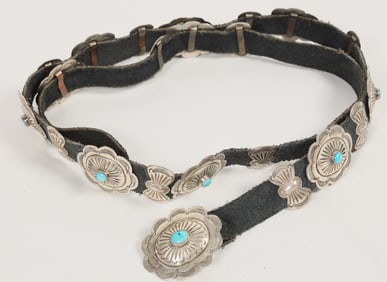 Silver & Turq. Vintage Concho Belt (Ladies) [202605]