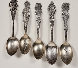 Indian Head Sterling Silver Spoons (5) [204236]