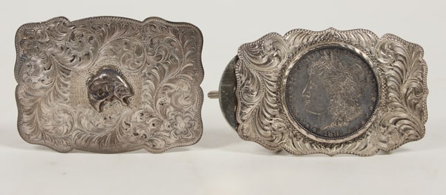 Western Sterling Silver Cowboy Belt Buckles (2) [205050]