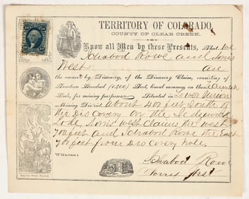 Mining Claim Discovery Form, Clear Creek County, Colorado, 1866 [201661]