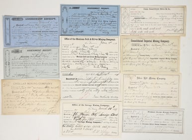 Comstock Mines Assessment Receipts, 1870s-90s [195351]