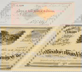 Comstock Lumber Outfits Ephemera: Stock and Revenue Check [201097]