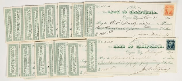 Gould & Curry Mining / Bank of California Check Group, 1860s, Bonner & Requa (20) [201620]