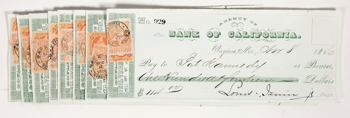 Gould & Curry Silver Mining Checks with Bold Cancels (8) [204126]