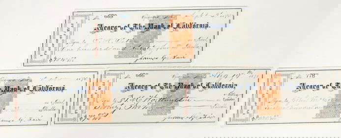 Three Extra Clean Woodworth Mill Checks Signed by James G. Fair [204275]