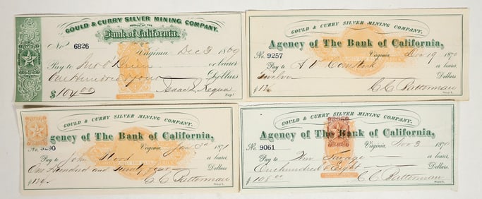 Virginia City, Nevada Mining Revenue Checks Issued to People with Famous Names (4) [200788]