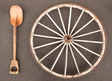 Wagon Wheel & Mine Shovel from Eureka County, Nevada [203736]