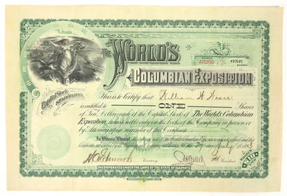 World's Columbian Exposition Stock Certificate, 1893 [204934]