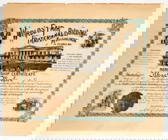 St. Louis Expo Fraternal Membership Certificate 1904 [201240]