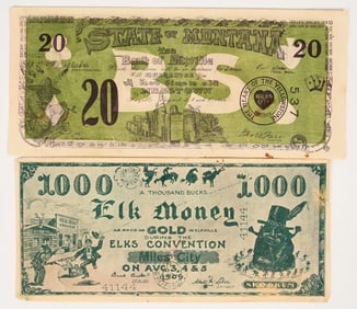 Miles City, Montana "Elk Money" Bank Notes, 1909 [195901]