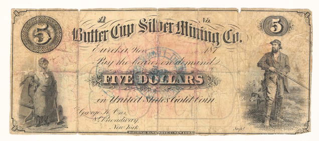 Butter Cup Silver Mining Co., Eureka, Nevada, $5 Note, Unissued [204928]