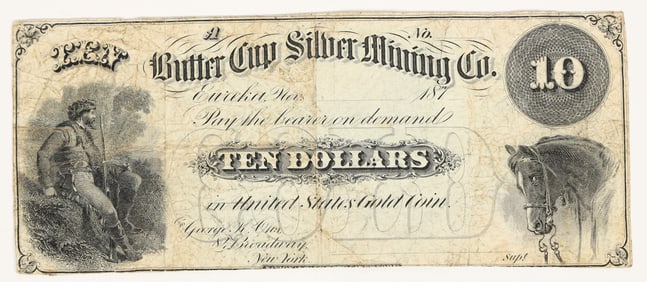 Butter Cup Silver Mining Co., Eureka, Nevada, $10 Note, c.1870 [204926]