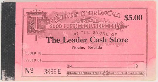Leader Cash Store, Pioche, Nevada Scrip Booklet, c.1930s [205043]