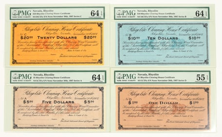 Rhyolite Clearing House Scrip Set: Four Different Denominations [204996]