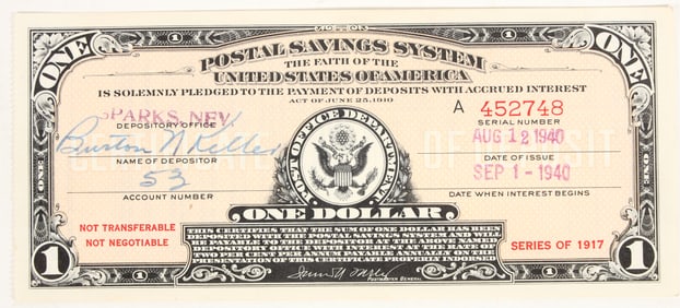 Postal Savings System $1 Note, Sparks, Nevada [204379]