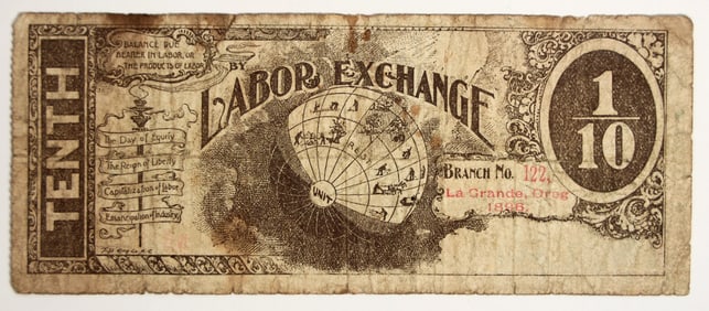 Labor Exchange La Grande, Oregon 1/10 Scrip, 1896 [204615]