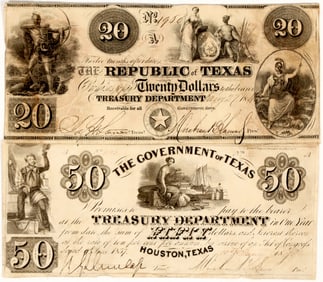 Republic of Texas Currency Notes Signed by Lamar [204525]