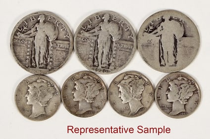 Mercury Dimes (88) & Standing Liberty Quarters (6) [203646]
