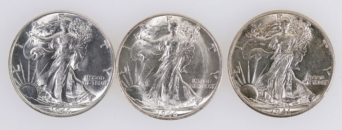 Walking Liberty Half Dollars BU (3) [205349]