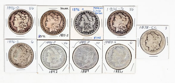 Morgan Dollars (9), 1878-1904, incl. Carson City [201190]