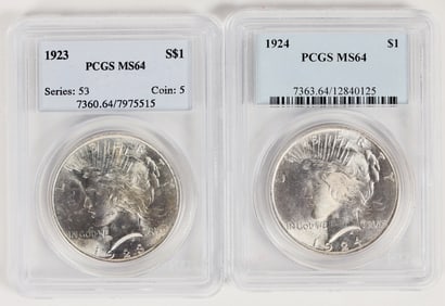 Peace Dollar 1923 & 1924 MS 64 [204740]