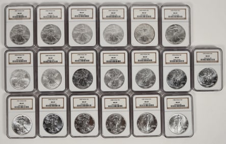 U. S. Silver Eagles MS 69 1986-2005 [205193]