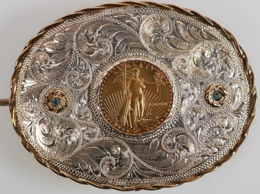 American Eagle Gold Piece Sterling Silver Belt Buckle  [204450]