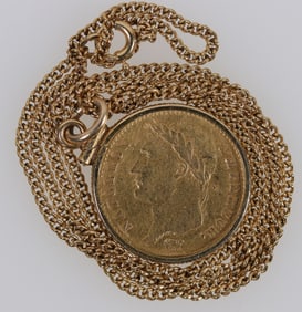 French Twenty Franc Gold Coin Necklace [205176]