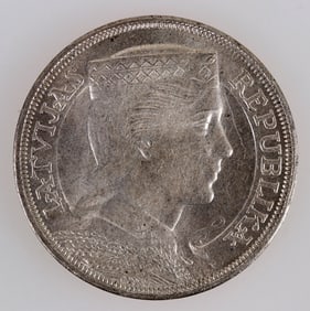 Latvian 5 Lati Silver Coin 1931 Uncirculated [204110]