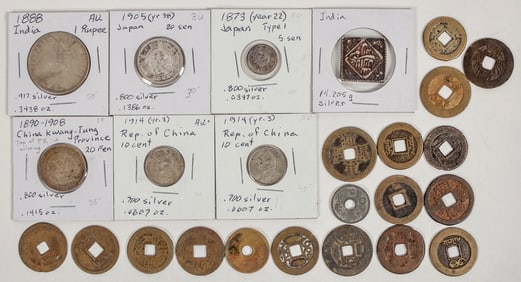 Coins of Japan/India/China (25) [205190]