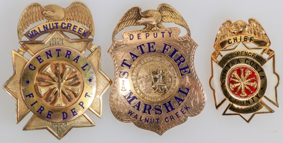 Choice Gold California Fire Department Badges, and Firemen's Archive [132778]