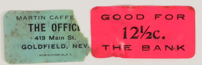 Two Different Goldfield, Nevada Celluloid Tokens [205030]