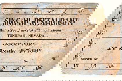 Sing Hi Restaurant Meal Card, Tonopah, Nevada [205033]