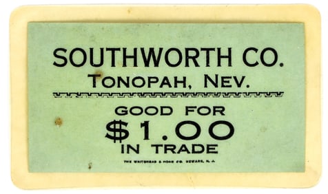 Southworth Company Celluloid Token, Tonopah, Nevada [203585]