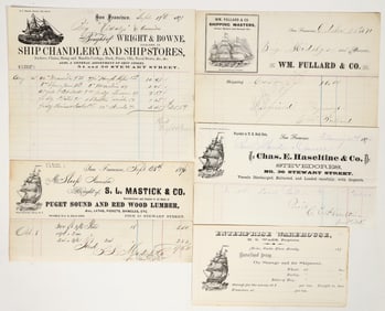 San Francisco, California Ship-Related Pictorial Billhead Group, 1870s [203567]
