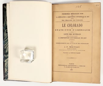 J.P. Whitney-Le Colorado 1867 w/ Rare Map [203954]