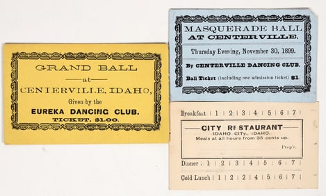 Two Idaho Dance Cards and a Meal Card, c.1899 [200898]