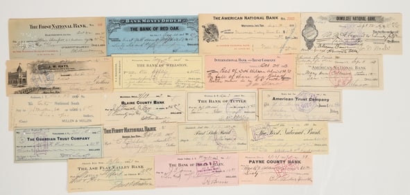 Group of 19 Bank Checks from Indian Territory, 1904-1908 [205254]